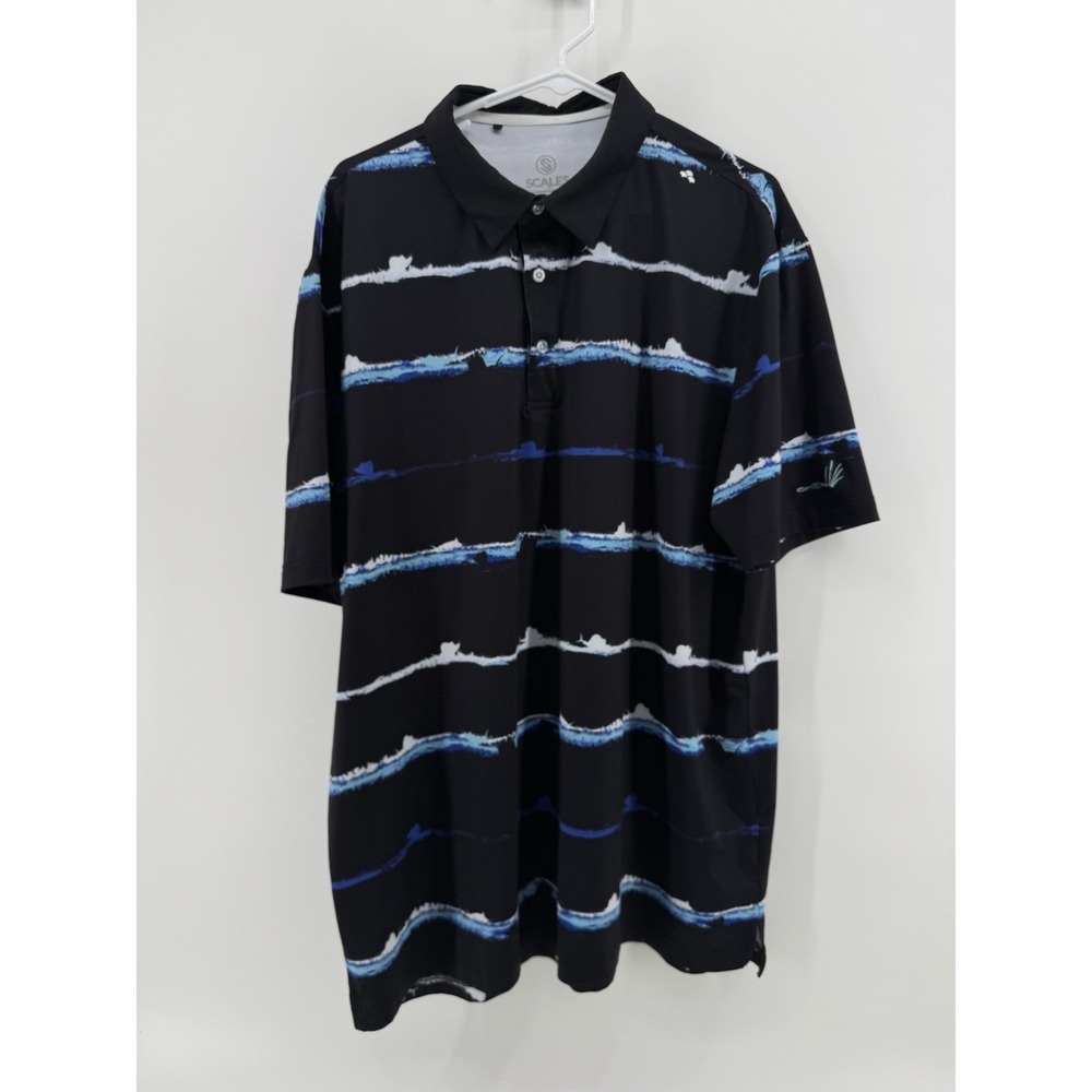 Scales Striker Stripes Polo Shirt Mens  Sz XL‎ Blue